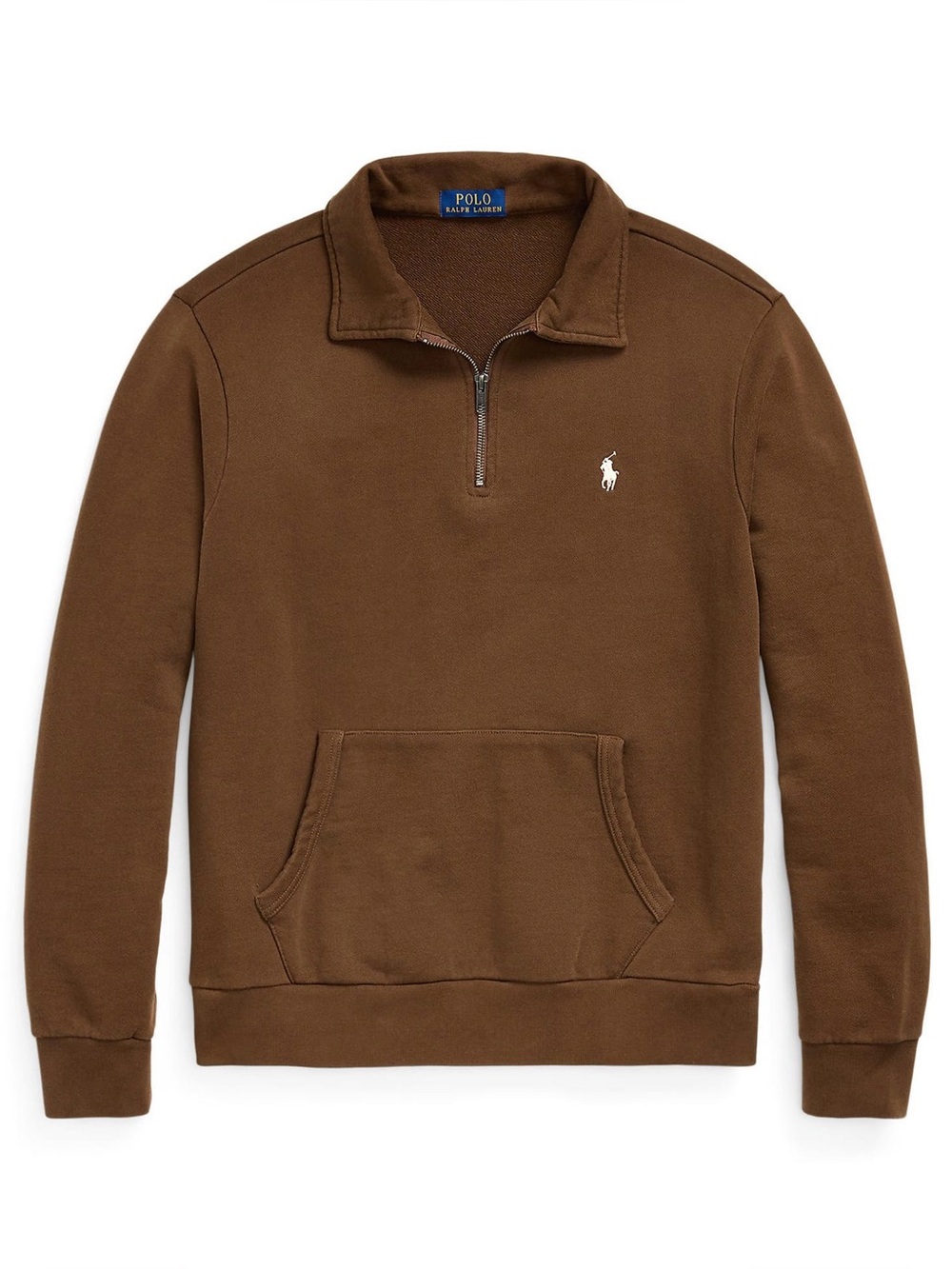 Polo Ralph Lauren Brown French Terry Quarter Zip Sweatshirt Size Large Preppy - Picture 16 of 16